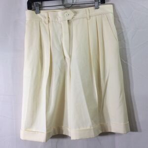Vintage Escada Margaretha Ley Pale Yellow Wool Shorts Sz 42 US 12 80s Bermuda